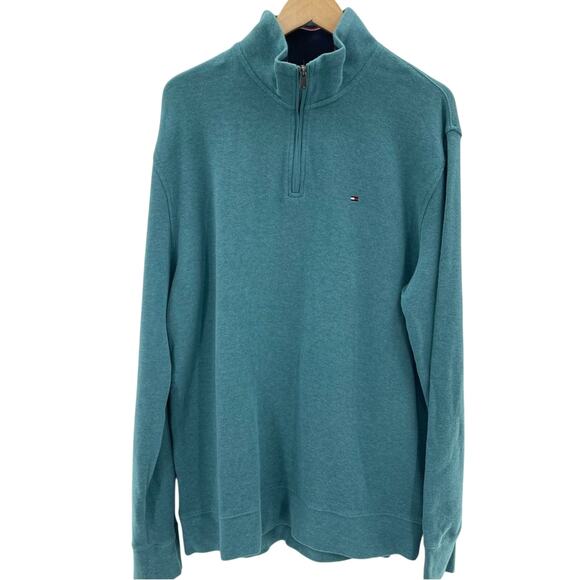 NWT Tommy Hilfiger Men’s Quarter Zip 100% Cotton Casual Mockneck Sweatshirt XL - Picture 1 of 10